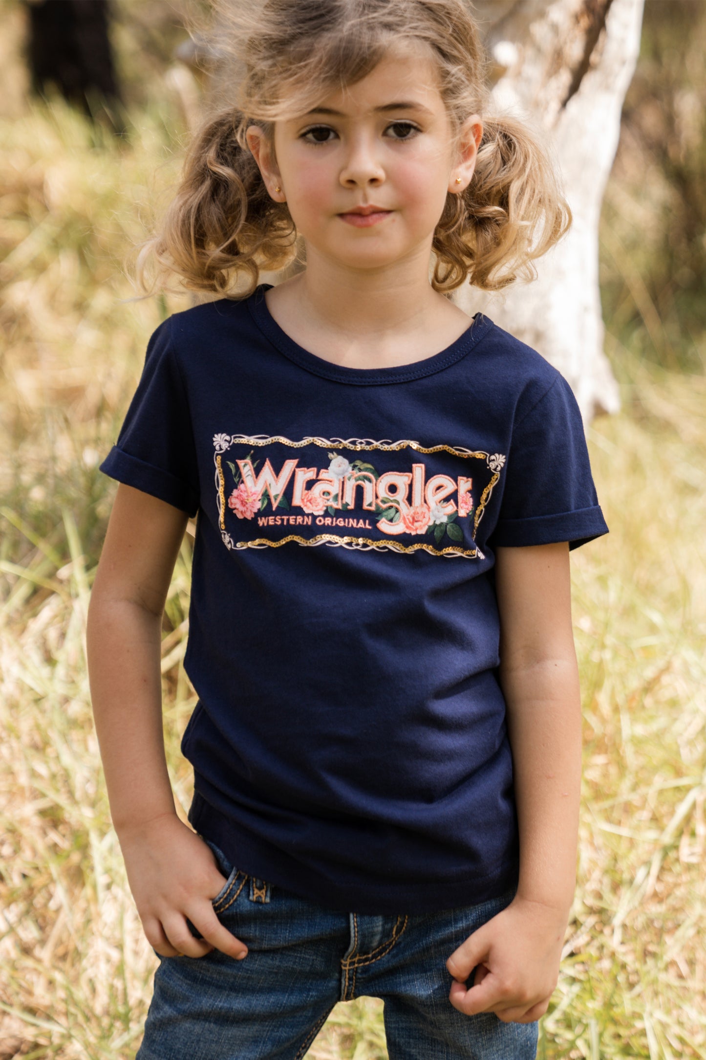 Wrangler Girls Iris Short Sleeve Tee - Navy - X3S5598767