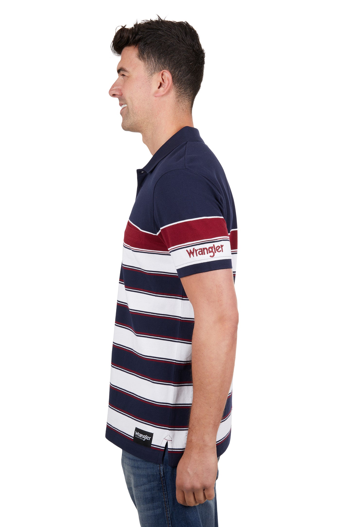 Wrangler Mens Dion 1 Pocket S/S Polo - Navy/Red