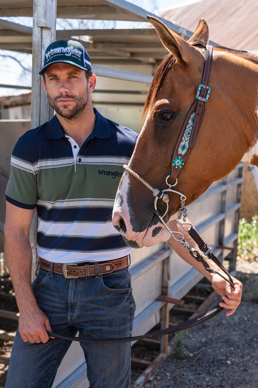 Wrangler Mens Alex S/S Polo - Navy/Cypress