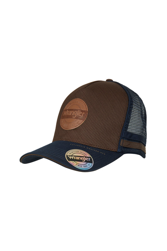 Wrangler Liam High Profile Trucker Cap - Dark Tan/Navy - X4S1941CAP