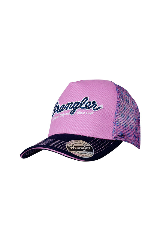 Wrangler Krista High Profile Ponytail Trucker Cap - Pink/Navy - X4S2909CAP