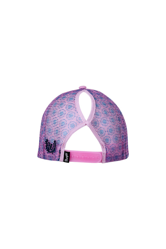Wrangler Krista High Profile Ponytail Trucker Cap - Pink/Navy - X4S2909CAP
