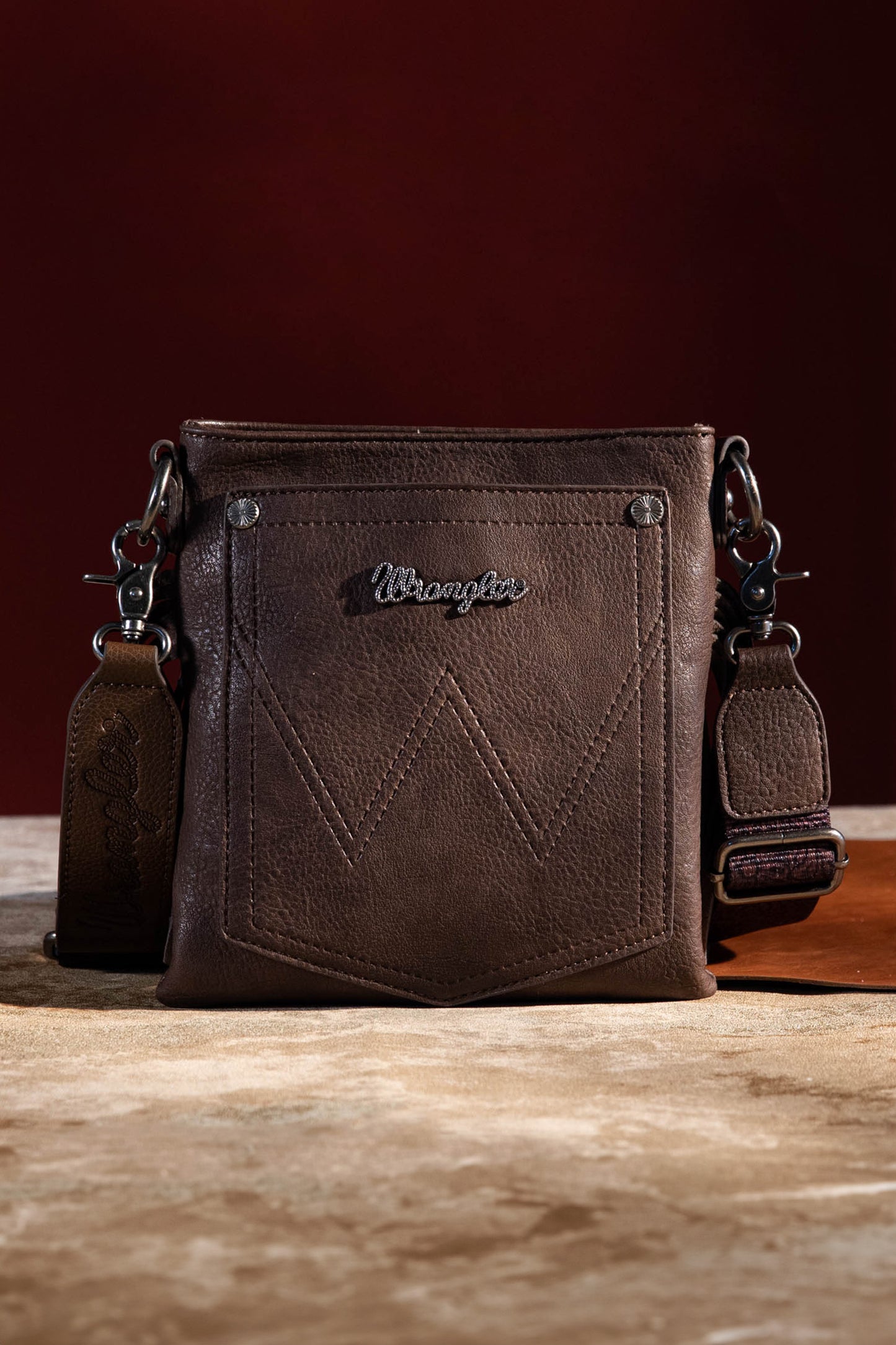 Wrangler Floral Embossed Crossbody Bag - Chocolate - X4S2958BAG