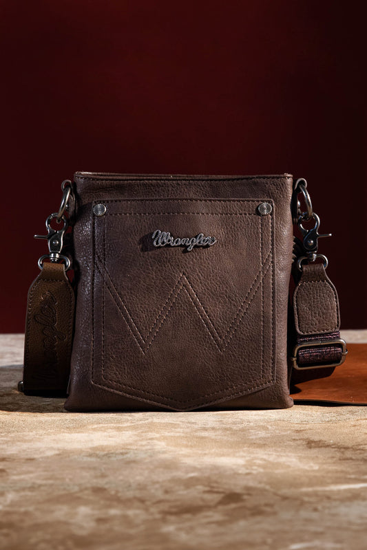 Wrangler Floral Embossed Crossbody Bag - Chocolate - X4S2958BAG