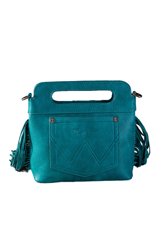 Wrangler Embroidered Fringe Crossbody Bag - Turquoise - X4S2961BAG