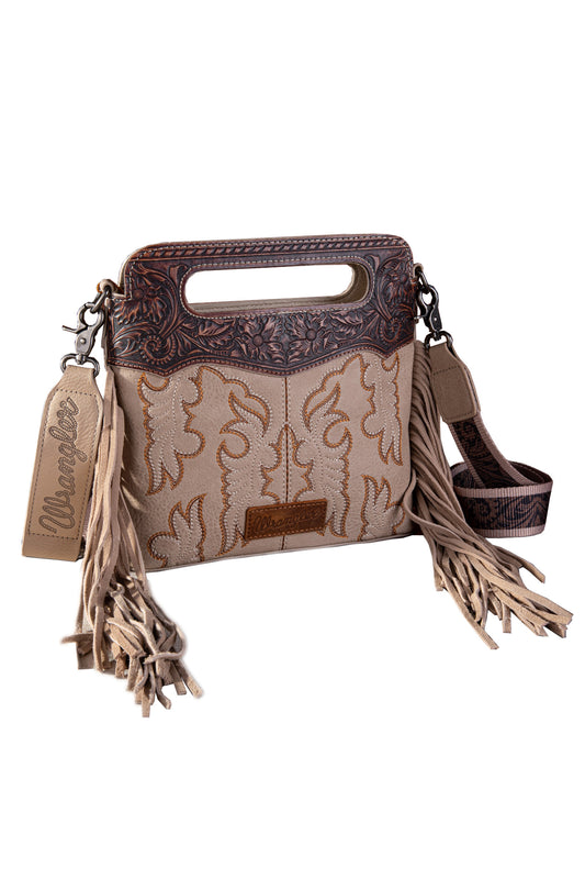 Wrangler Embroidered Fringe Crossbody Bag - Natural - X4S2961BAG