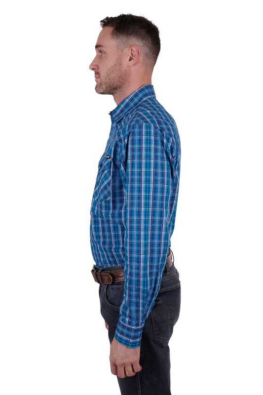 Wrangler Mens Mitchell Long Sleeve Shirt - Blue