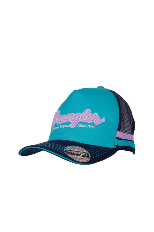 Wrangler Monica High Profile Ponytail Trucker Cap - Aqua/Navy - X4W2907CAP