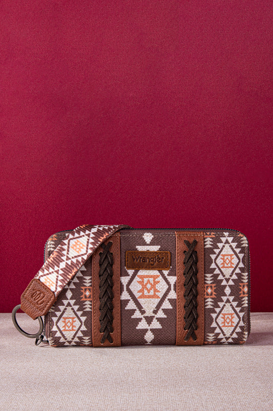 Wrangler Ladies Southwestern Large Wallet - X4W2953WLT - Coffee