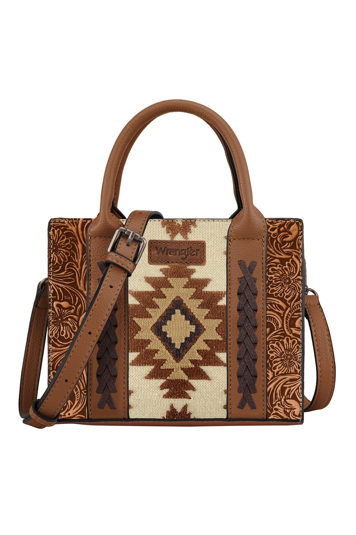 Wrangler Aztec Tooled Crossbody Bag - Tan