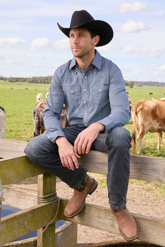 Wrangler Mens Theo Print Western L/S Shirt
