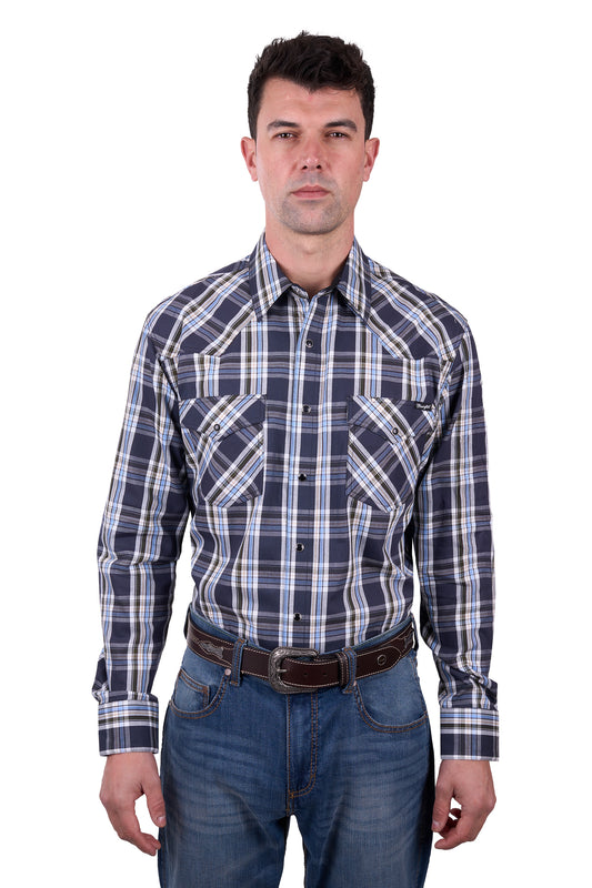 Wrangler Mens Finn Check Western L/S Shirt