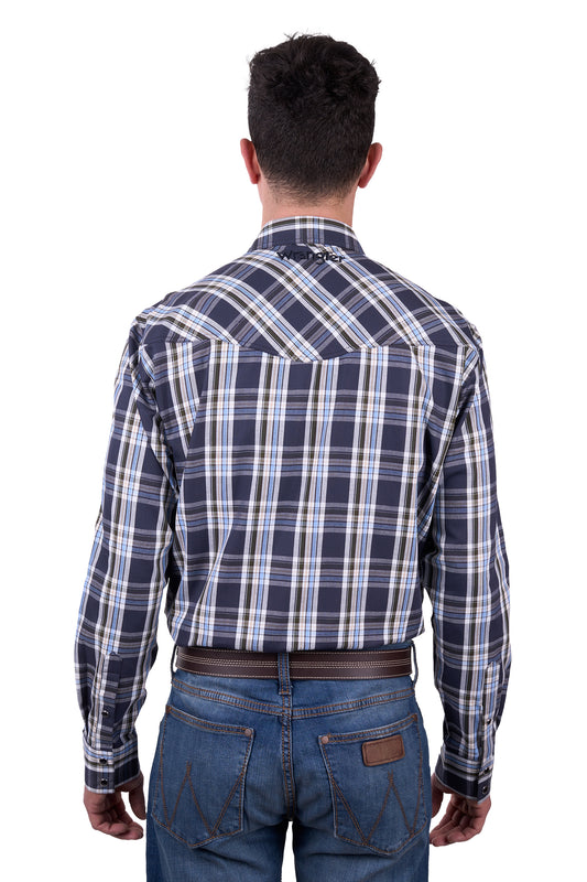 Wrangler Mens Finn Check Western L/S Shirt