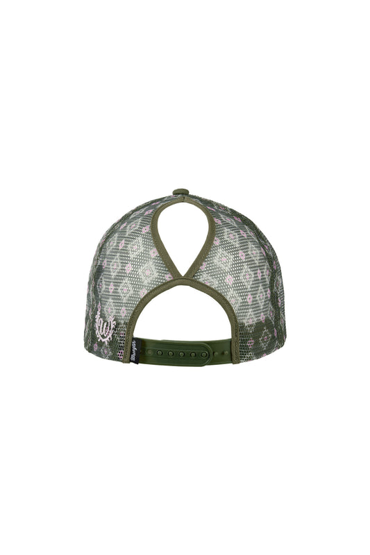 Wrangler Petra High Profile Ponytail Trucker Cap - Olive
