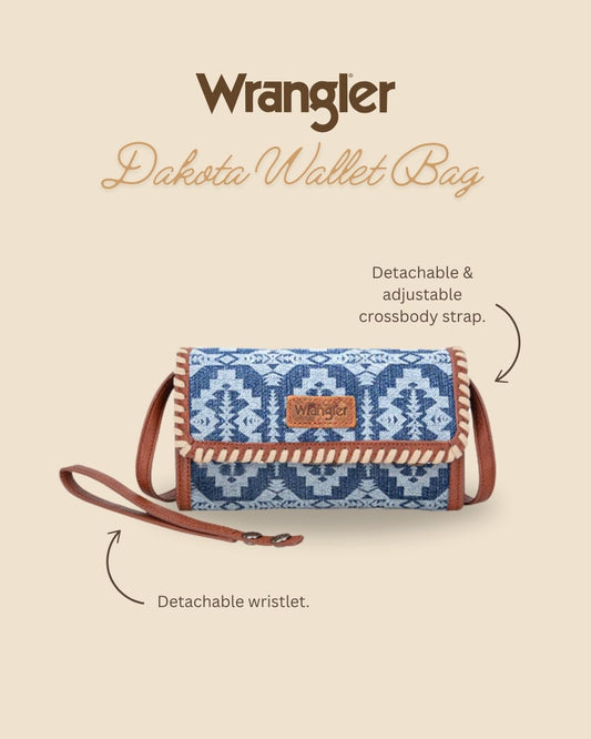 Wrangler Dakota Whipstitch Wallet Bag - Denim - X5W2989WLT