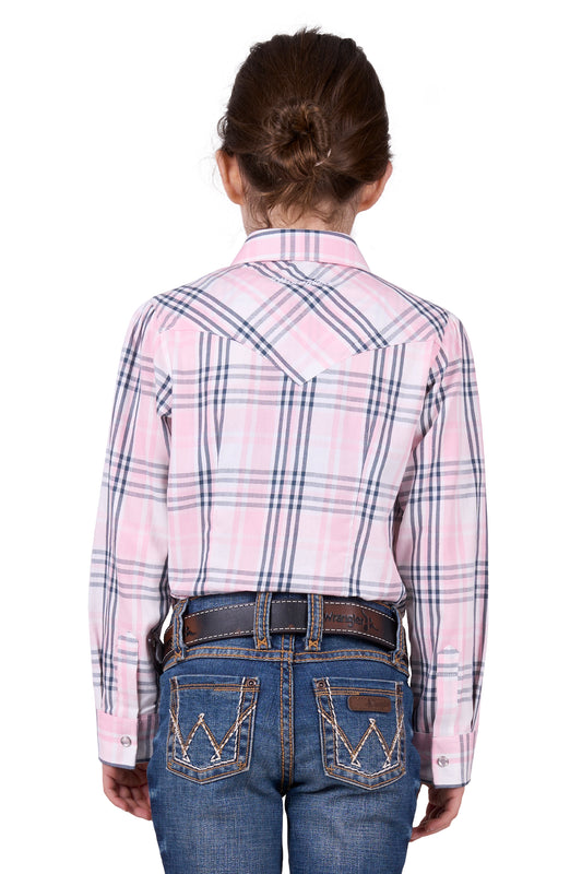 Wrangler Girls Pheobe Check L/S Shirt - Pink