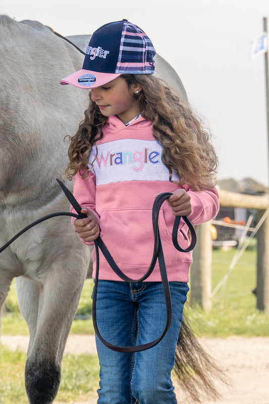 Wrangler Kids Tori High Profile Ponytail Cap - Navy and Pink
