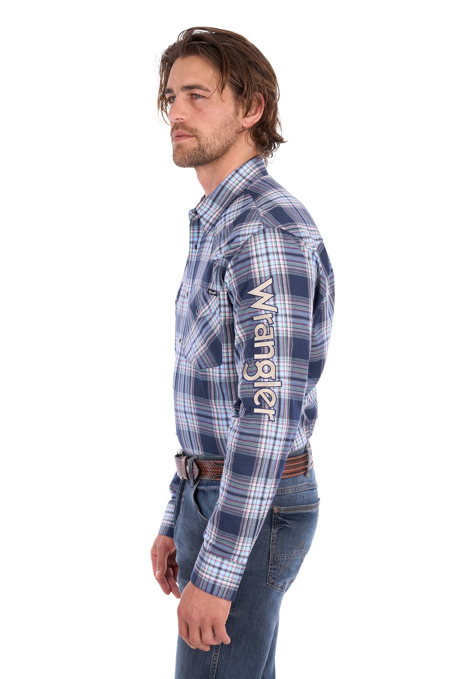 Wrangler Mens Mario Check Logo L/S Shirt - X6S1111660