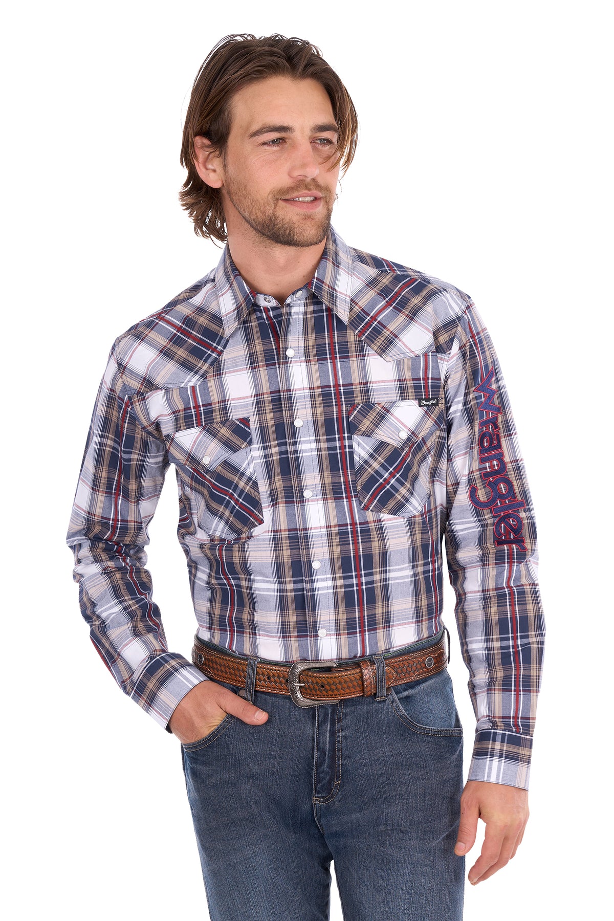 Wrangler Mens Shaun Check Logo L/S Shirt - X6S1111664