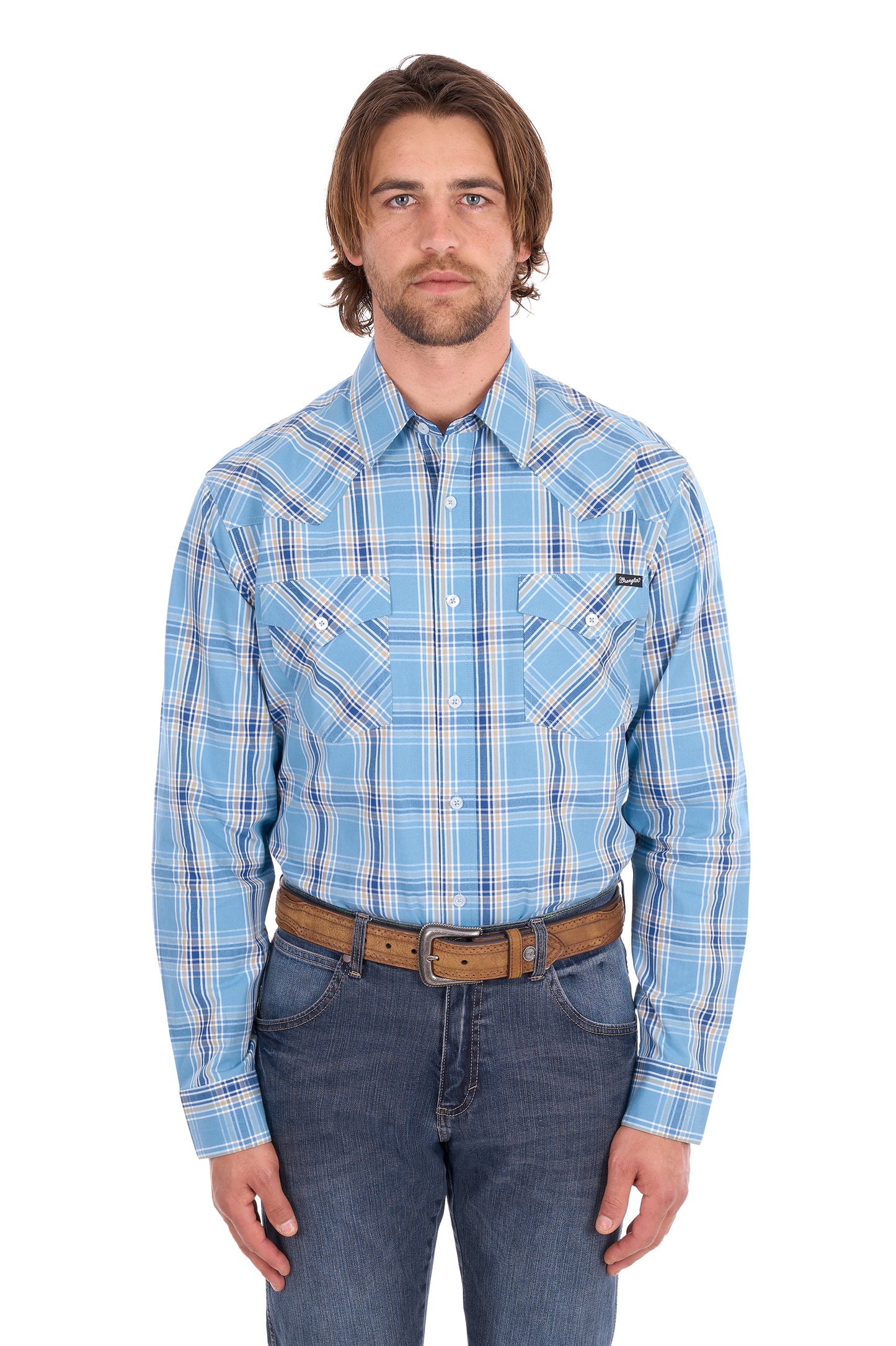 Wrangler Mens Zak Check Button Down L/S Shirt - X6S1111668