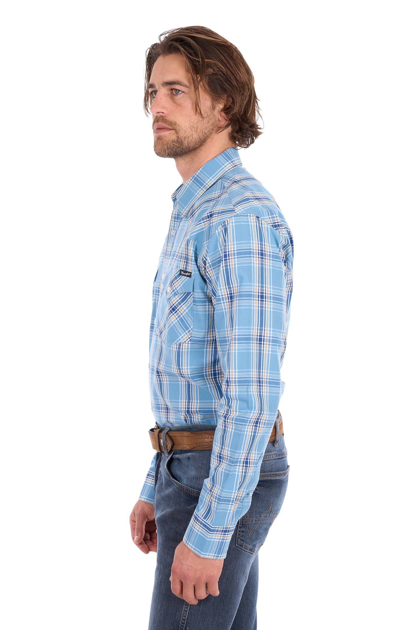 Wrangler Mens Zak Check Button Down L/S Shirt - X6S1111668