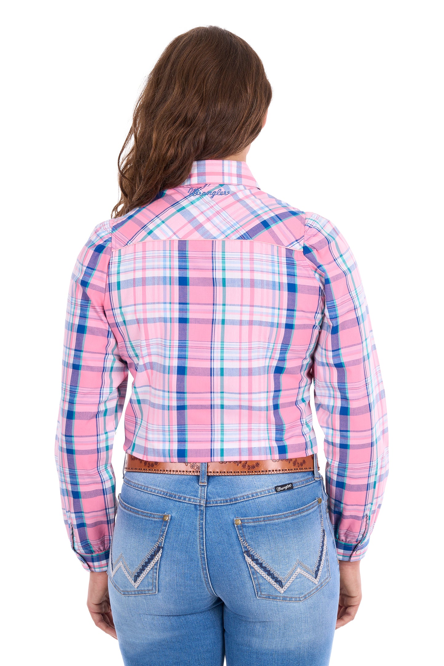 Wrangler Ladies Kiara Check L/S Shirt - Blue/Pink - X6S2105603