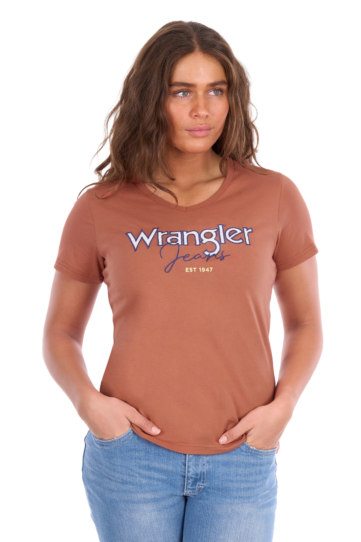 Wrangler Ladies Maya V-Neck S/S Tee - X6S2599640