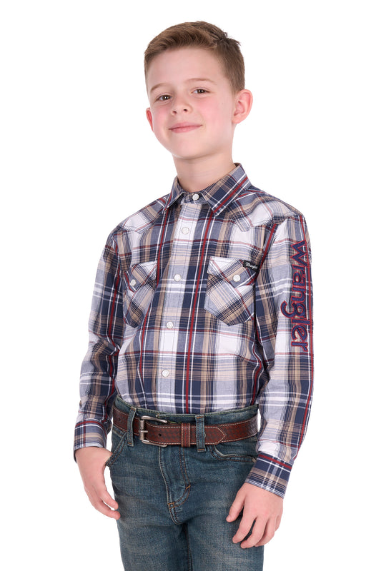 Wrangler Boys Shaun Check Logo L/S Shirt - X6S3111664