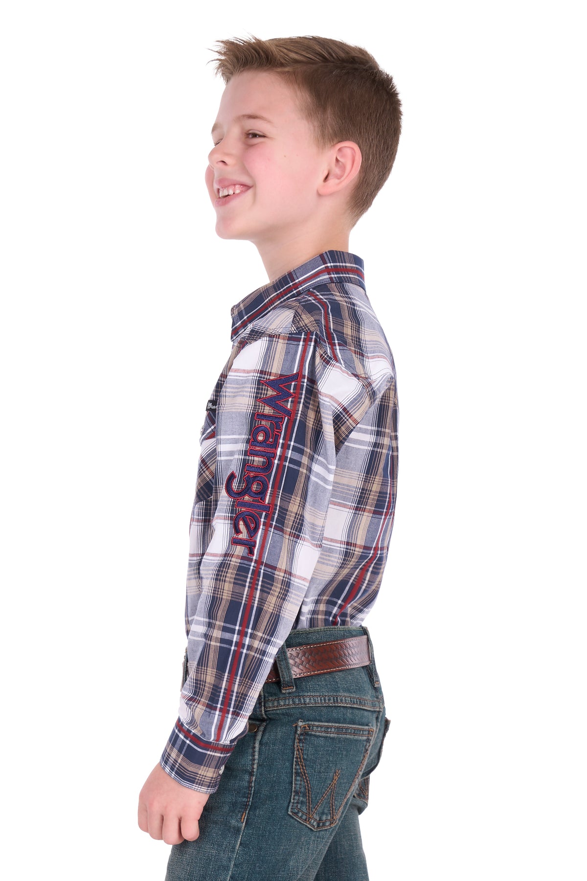 Wrangler Boys Shaun Check Logo L/S Shirt - X6S3111664