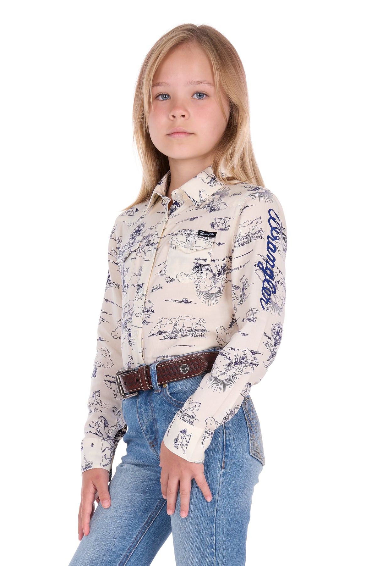 Wrangler Girls Ivory Logo L/S Shirt - X6S5127602