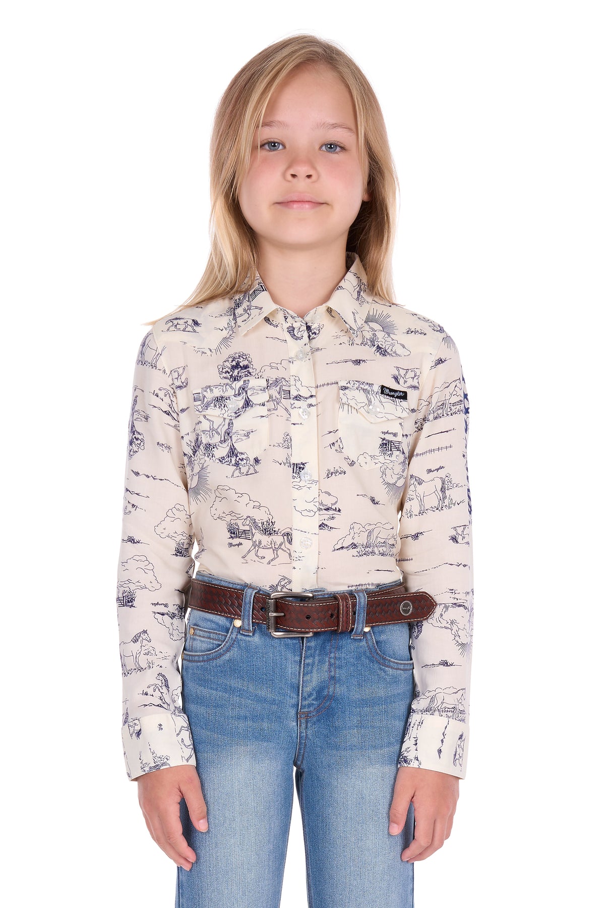 Wrangler Girls Ivory Logo L/S Shirt - X6S5127602
