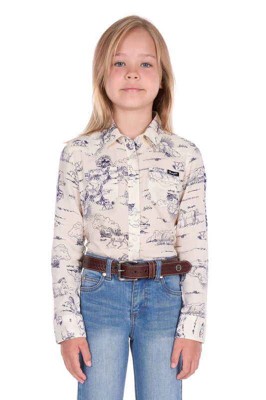 Wrangler Girls Ivory Logo L/S Shirt - X6S5127602