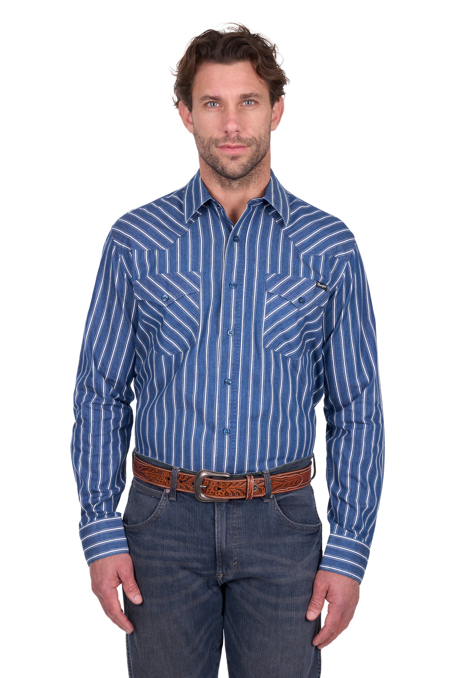 Wrangler Mens Roy Stripe Button Down L/S Shirt - X6W1111487