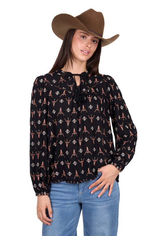 Wrangler Ladies Lucille L/S Blouse - X6W2513556