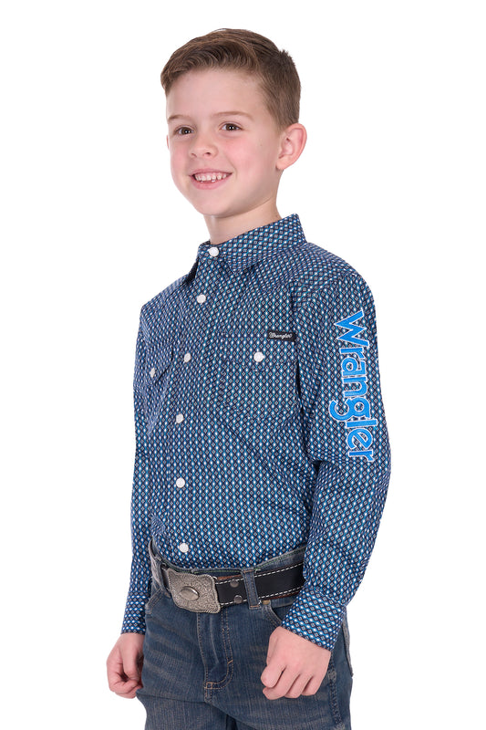 Wrangler Boys Kyle Print Logo Western L/S Shirt - X6W3111481