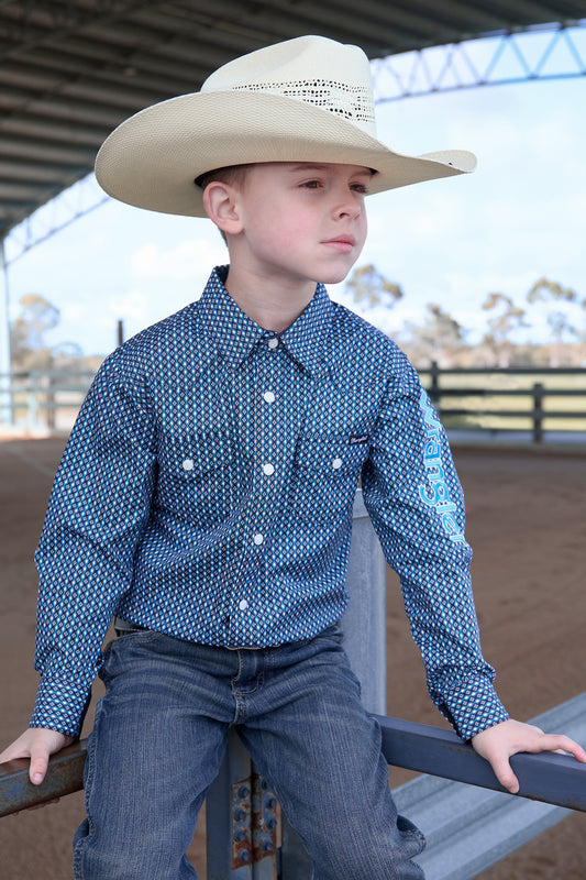 Wrangler Boys Kyle Print Logo Western L/S Shirt - X6W3111481