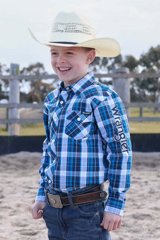 Wrangler Boys Tony Check Logo L/S Shirt - X6W3111483