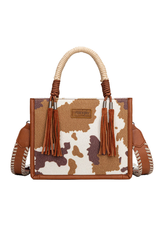 Wrangler Cow Print Tassel Crossbody Bag - X6W4901BAG - Tan