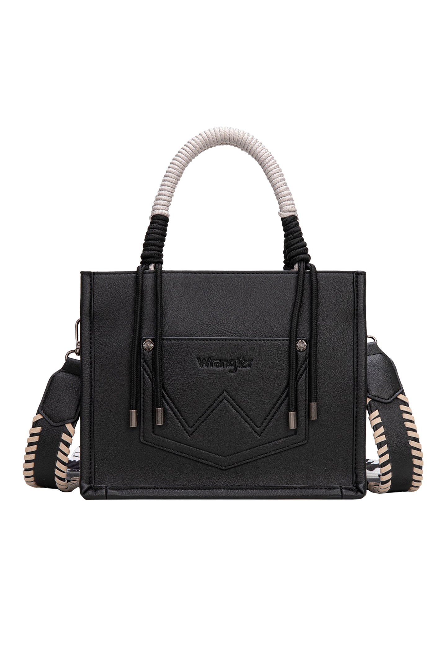 Wrangler Cow Print Tassel Crossbody Bag - X6W4901BAG - Black