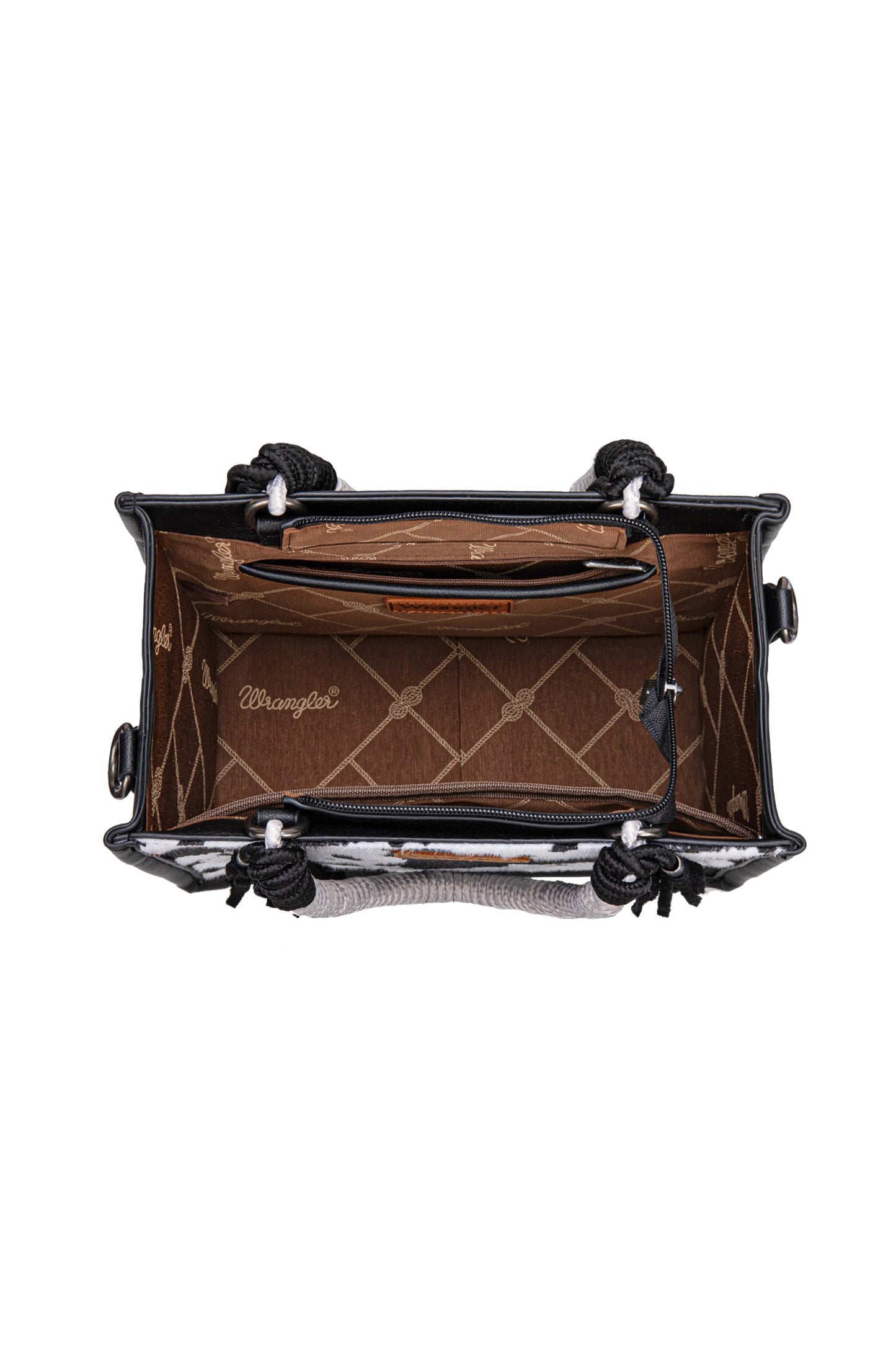 Wrangler Cow Print Tassel Crossbody Bag - X6W4901BAG - Black