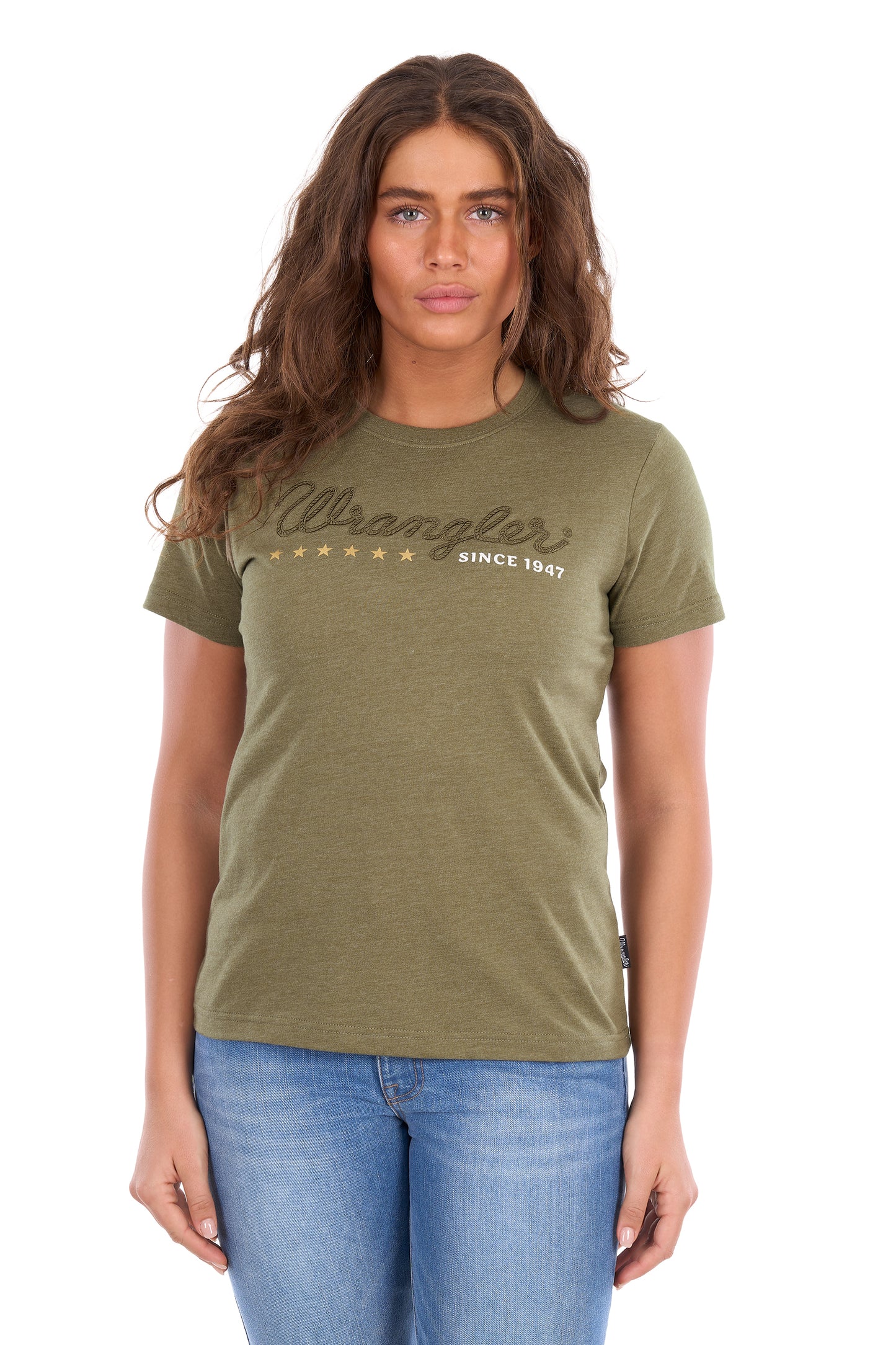 Wrangler Ladies Lucy S/S Tee - Khaki - XCP2598633
