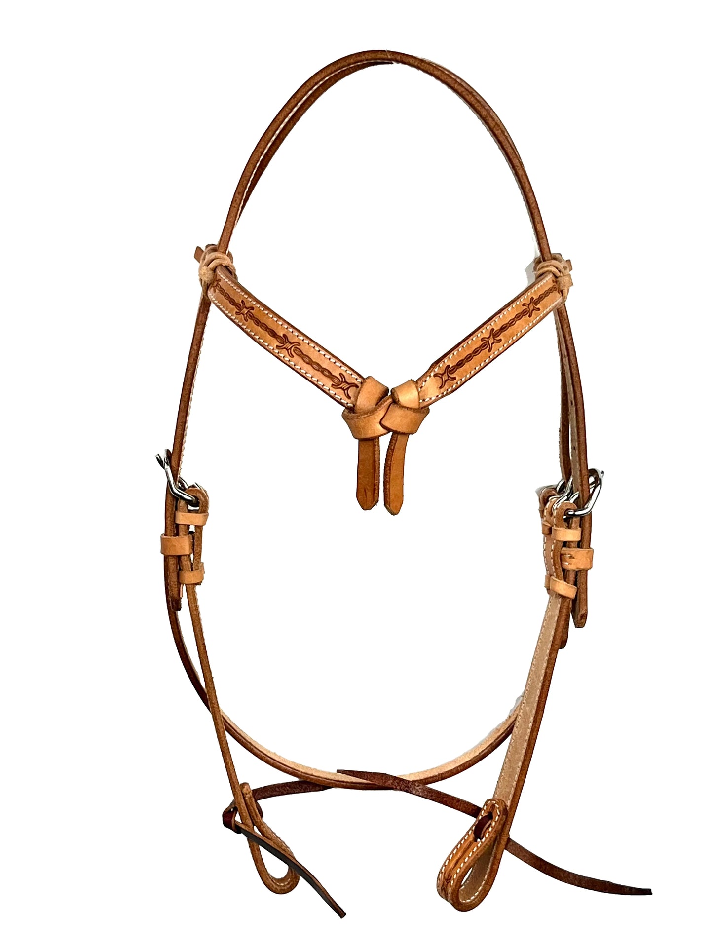 Ezy Ride Bridle with Futurity Knot and Barbwire Stamping - Natural - NE-AC-103