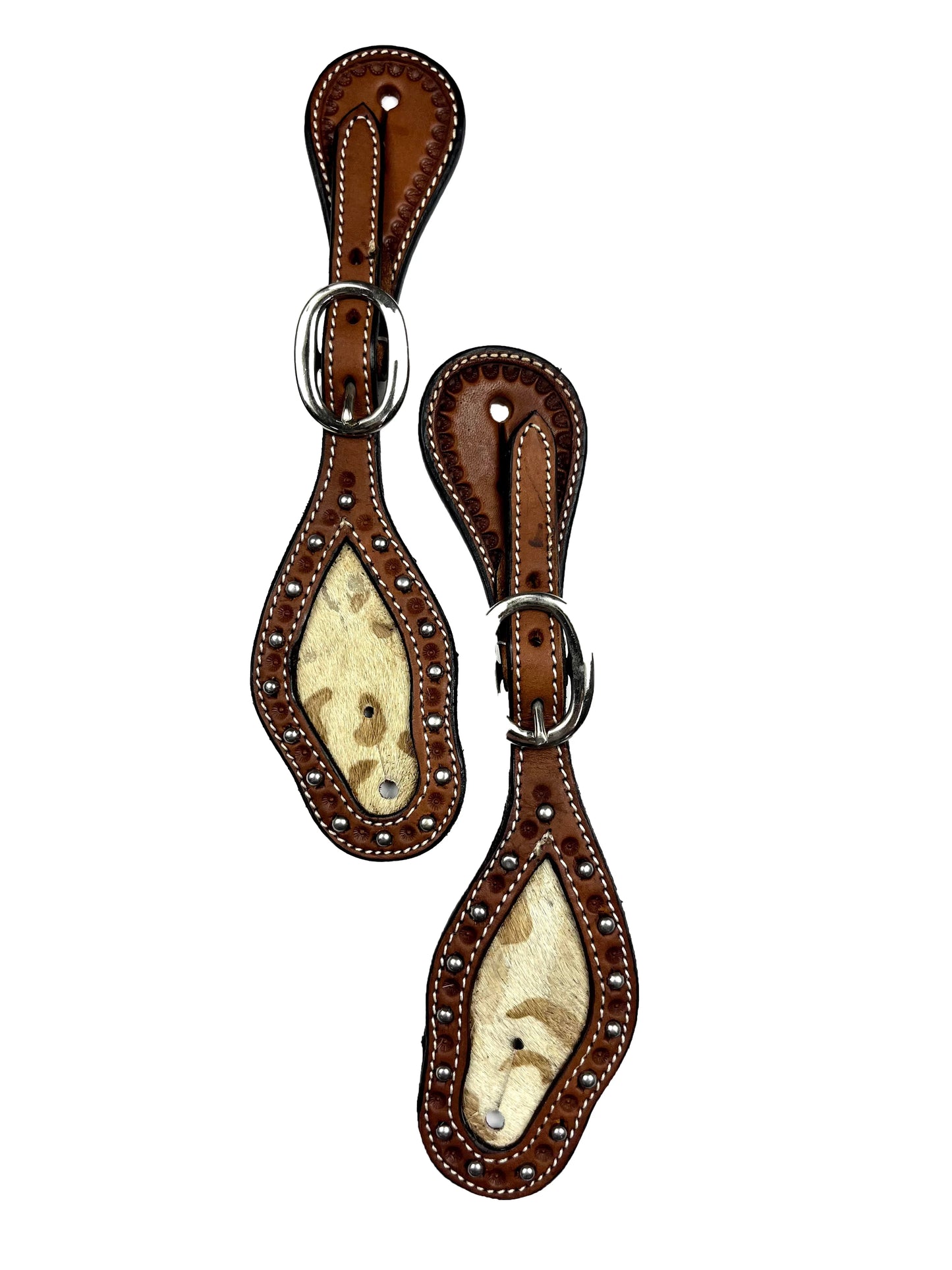 Ezy Ride Spur Strap with Cowhide Inlay and Dots - Chestnut - NE-AE-159
