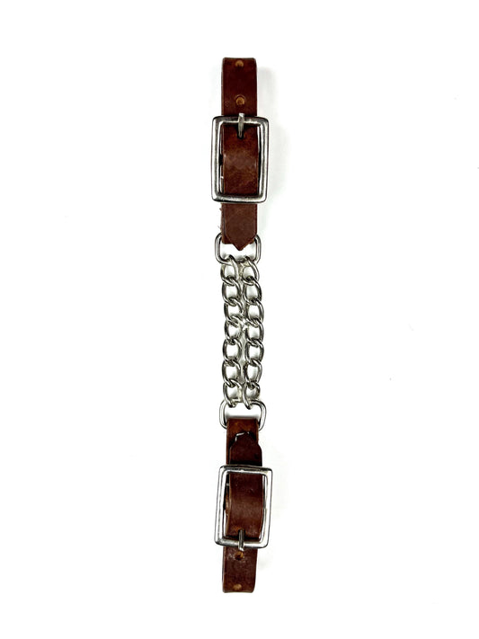 Ezy Ride Curb Strap Double Chain Tan Harness Leather Ends - NE-AJ-213