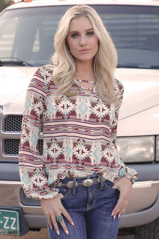 Cruel Denim Ladies Print Blouse - CTW7301005