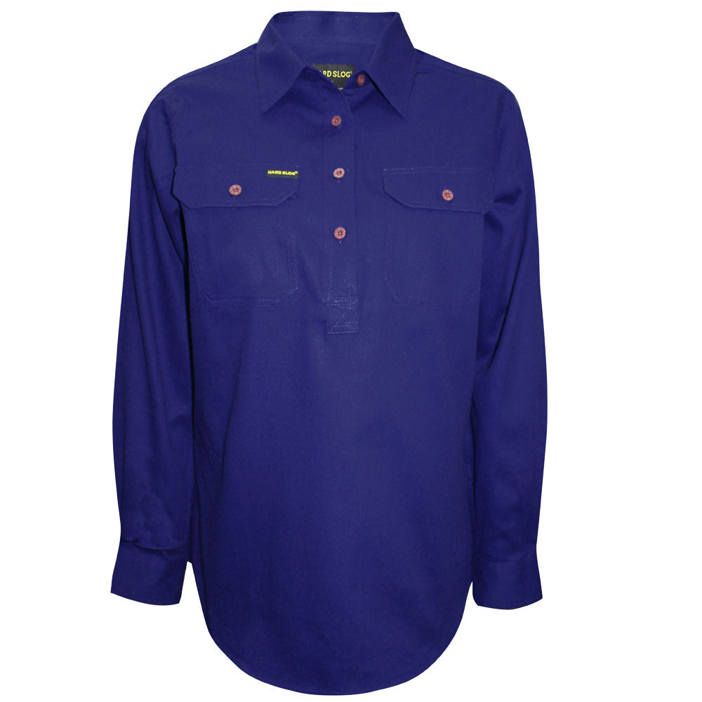 Hard Slog Ladies Half Plkt L/S Shirt - HCP2101002 - Royal Blue