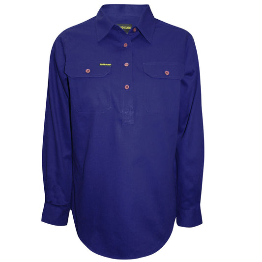 Hard Slog Ladies Half Plkt L/S Shirt - HCP2101002 - Royal Blue