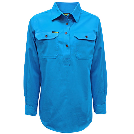 Hard Slog Ladies Half Plkt L/S Shirt - HCP2101002 - Bright Blue