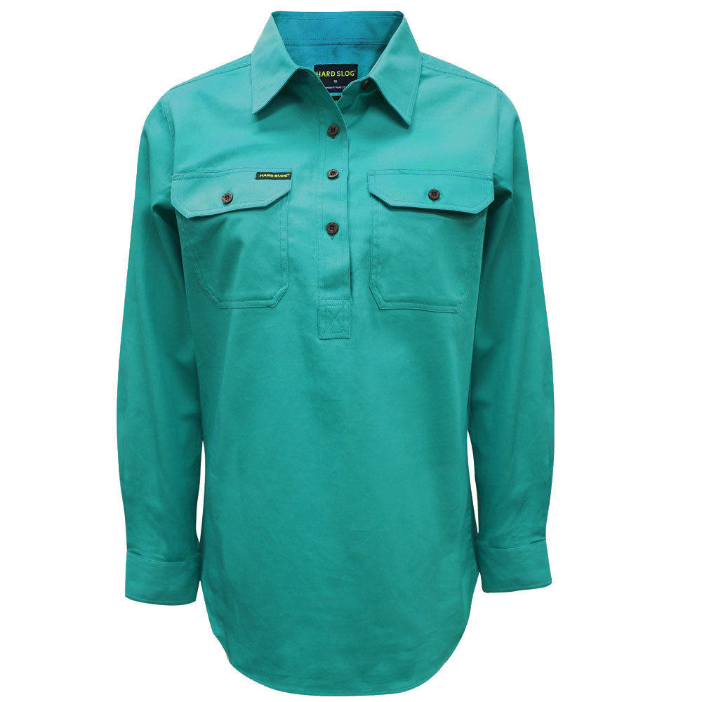 Hard Slog Ladies Half Plkt L/S Shirt - HCP2101002 - Turquoise