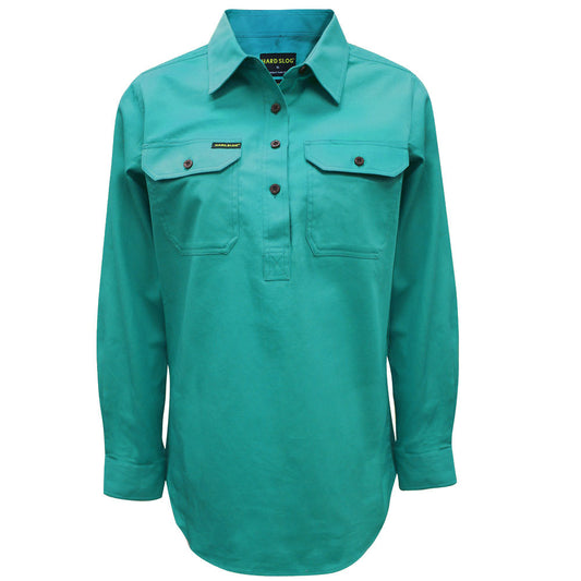Hard Slog Ladies Half Plkt L/S Shirt - HCP2101002 - Turquoise